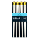 Axyaa White Metal Alloy Chopsticks Set - 5 Pairs Reusable Japanese Chinese Korean Tableware