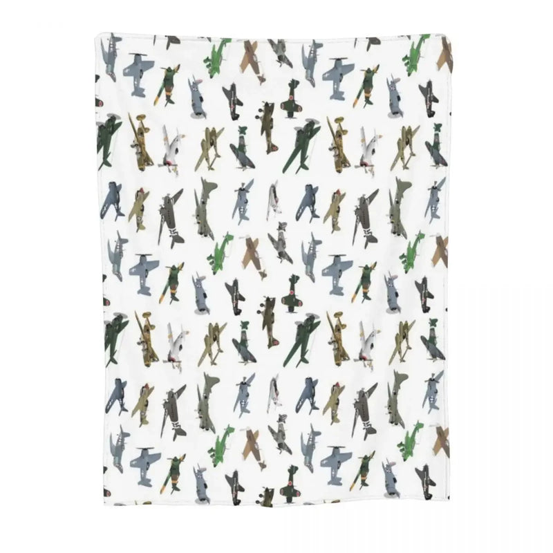 Luxury Axyaa WW2 Airplanes Throw Blanket - Warm, Fluffy Decor for Aviation Enthusiasts