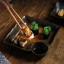 Axyaa Square Ceramic Dumpling Plate with Vinegar Grid - Japanese Style Home & Restaurant