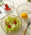 Axyaa Gold Rim Glass Fruit Plates & Bowls Set - Tableware & Dessert Salad Bowls