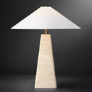 Axyaa Travertine Table Lamp with Fabric Lampshade & LED Bulb