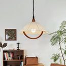 Axyaa French Rubber Wood Cotton Pendant Light Vintage Lighting Fixtures