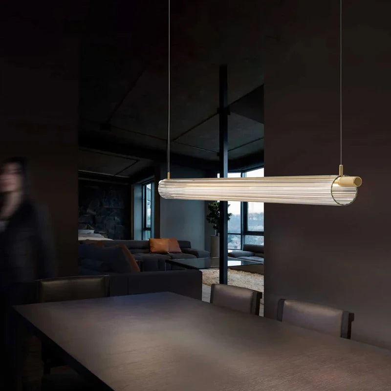 Axyaa Modern Designer Glass Chandelier for Bar and Restaurant with Minimalist LED Interior Art