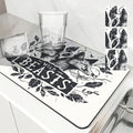 Axyaa Plant Leaves Kitchen Mat - Absorbent, Antiskid, Quick Dry Dish Drying Pad