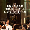 Axyaa Luxe Coppelia Loft Iron Chandelier: High-End LED Round Wire Lighting