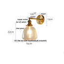 Axyaa Flower Glass LED Wall Lamp Pull Chain Switch, Rotatable Copper Wall Light