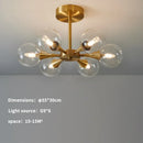 Axyaa LED Copper Glass Ball Ceiling Chandeliers for Modern Home Indoor Lighting