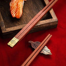 Axyaa Wooden Chopsticks Set - Handmade Japanese Natural Wood, Reusable, Non-Slip, Easy-to-Use