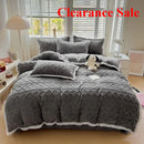 Axyaa Tafu Fleece Four-Piece Bed Sheet Set - Solid Color, Thick & Warm