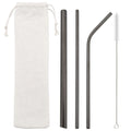 Axyaa Stainless Steel Sharp Metal Drinking Straw Set with Cleaner Brush