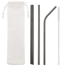 Axyaa Stainless Steel Sharp Metal Drinking Straw Set with Cleaner Brush