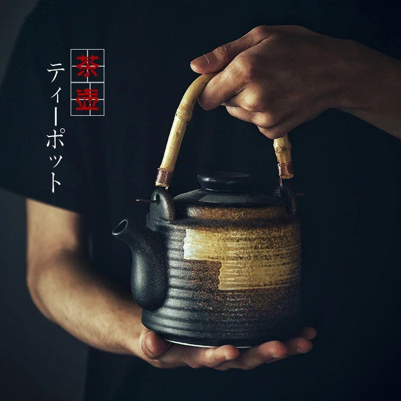 Axya Hand-Painted Ceramic Teapot - Retro Style, Large Capacity for Home, Hotel & Restaurant