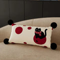 Axyaa Red New Year Kitten Pillow Cover for Living Room Sofa, Car Seat Cushion