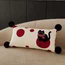 Axyaa Red New Year Kitten Pillow Cover for Living Room Sofa, Car Seat Cushion