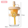 Axyaa Flower Tea Glass Cup with Straw - Cold Brew Tumbler for Juice, Coffee, Milk