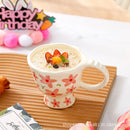 Axyaa Ceramic Breakfast Cup Goblet Mug Oat High Value Small Fresh Floral Cream