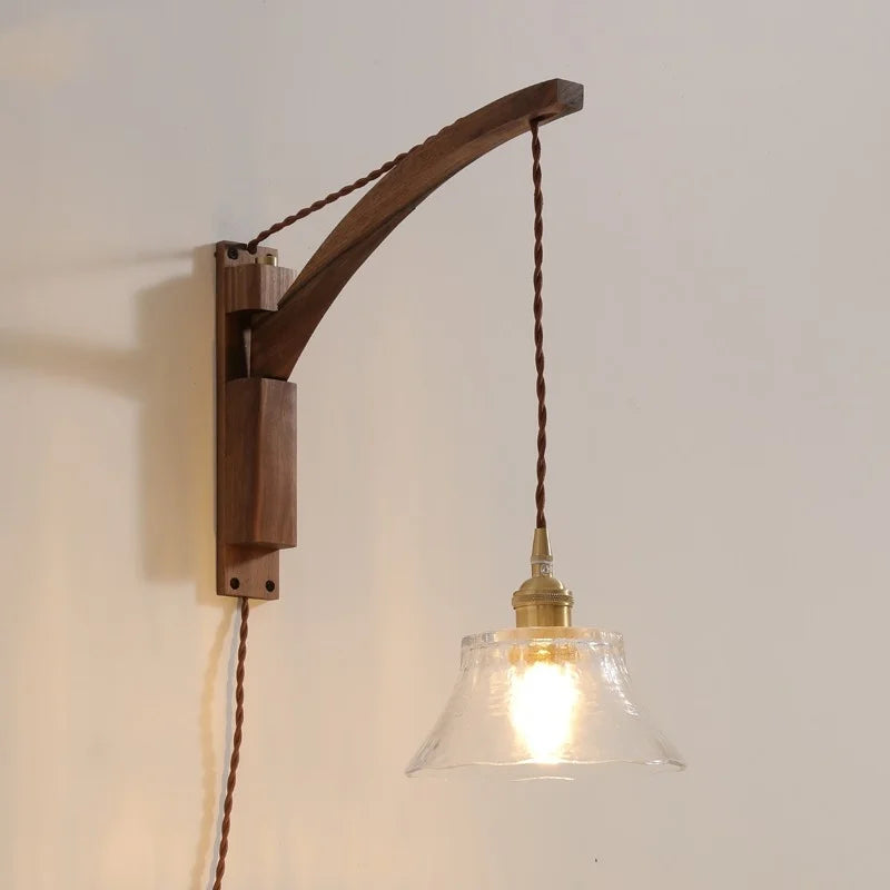 Axyaa Nordic LED Wall Sconce Walnut Copper Stair Light - Modern Home Decor