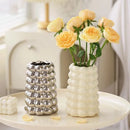 Axyaa Nordic Milk White Silver Ceramic Vase Ornaments for Home Decor
