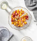 Axyaa 1500ml Glass Bowl for Household, Tableware, Fruit Dessert Plate, Gold-Plated Bowl