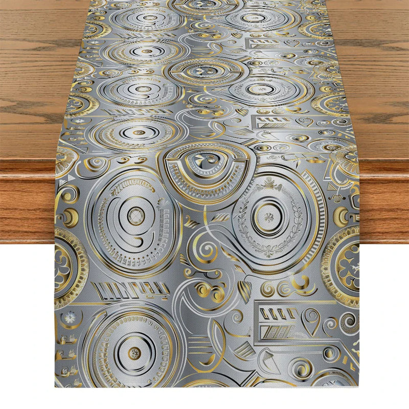 Axyaa Patterned Metallic Texture Table Runner for Home Decoration and Events