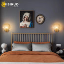 Brass Bedside Sconce with Glass Shell Lamp for Bedroom & Living Room décor - Axyaa