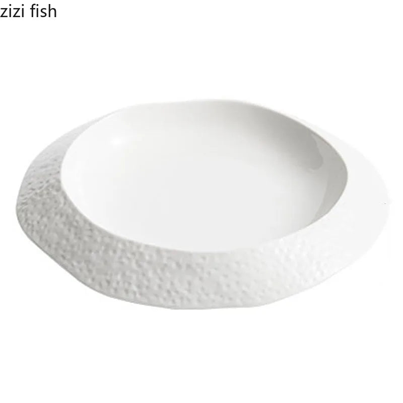 Axya Rock Texture Ceramic Deep Plate for Molecular Food Dining Experience