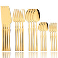 Axyaa 20-Piece Gold Stainless Steel Cutlery Set Dining Silverware Forks Knives Spoons