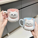 Axyaa 3D Embossed Cat Ceramic Mug 500ml - Cute Novelty Gift for Home