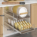 Axyaa Wood Drawer Organizer Dish Drying Rack Spicy Storage Home Gadget Set