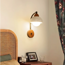 Axyaa LED Wall Lights Bathroom Decor Pull Chain Switch Black Iron Yellow Travertine