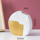 Axyaa Geometric Gold Stripes Ceramic Flower Vase - Room Decoration & Hydroponics