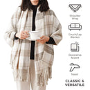 Axyaa Orange Plaid Cashmere Throw Blanket with Tassels