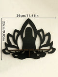 Axyaa Black Lotus Crystal Wall Shelf: Boho Floating Shelves for Aesthetic Décor