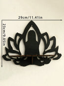 Axyaa Black Lotus Crystal Wall Shelf: Boho Floating Shelves for Aesthetic Décor