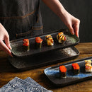 Axyaa 12" Ceramic Sushi BBQ Plate - Rectangular Tray for Desserts, Noodles.