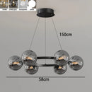 Axyaa Modern Glass Ball LED Chandelier Black/Gold Metal Pendant Light