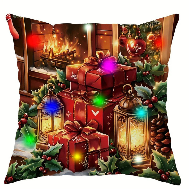 Axyaa Christmas Tree Bell Pattern Luminous Pillowcase - Festive Home Decor & Gift