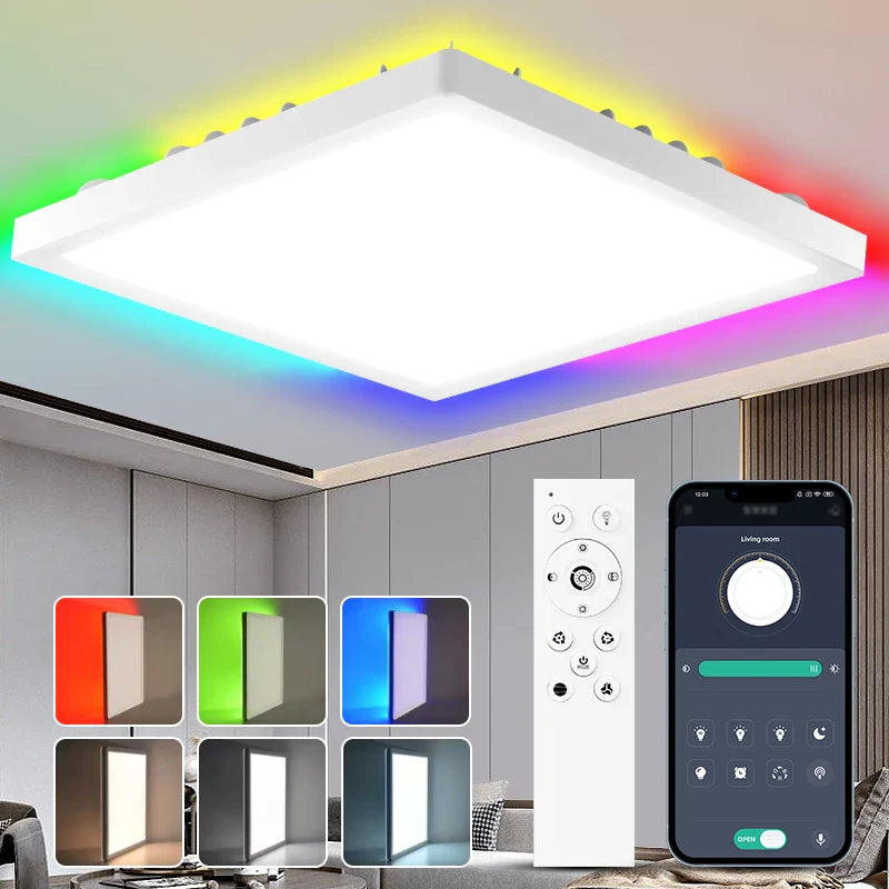 Axyaa Smart Dimming Wifi RGB LED Ceiling Light - Remote Control, Alexa Compatible