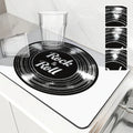 Axyaa Black Drying Mat: Non-Slip Absorbent Kitchen Counter Mat for Tableware