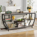 Axyaa Rustic Sofa Table with Shelves:  Industrial Entryway Console TV Stand