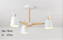 Axyaa Iron Antler Chandelier Kitchen Restaurant Bar Lighting E27, Nordic Minimalist Modern, Black White Wood