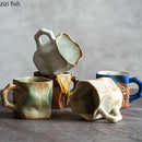 Axya Retro Ceramic Drinkware Cups with Spoons - Handheld Mugs for Coffee, Tea, Milk