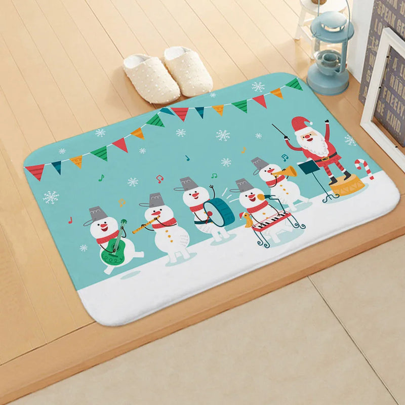Axyaa Christmas Santa Elk Door Mat - Home Kitchen Bathroom Non-Slip Carpet