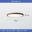 Axyaa Wood Grain Walnut LED Ceiling Light for Indoor Decor - Modern, Ultrathin Circular Design