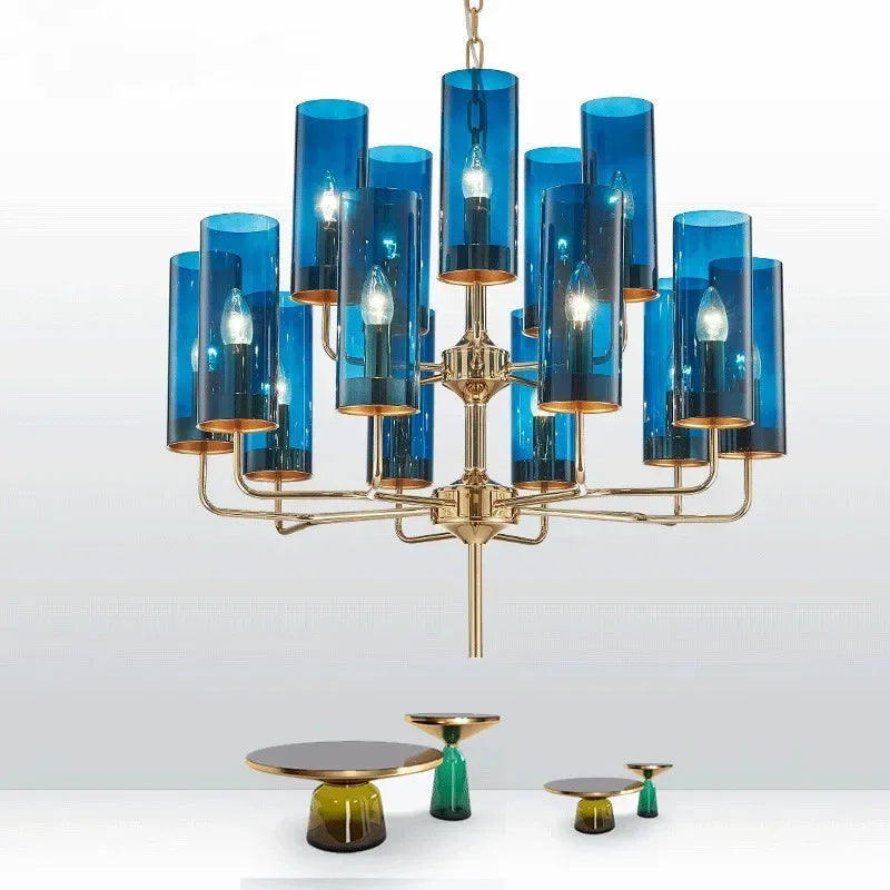 Axyaa Modern American Lustre Glass Chandelier, LED Indoor Lighting for Living, Dining, Bedroom