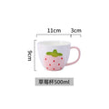Axyaa Ceramic Dining Set: Plate, Bowl, Bowl, Mug - Pink Strawberry Theme