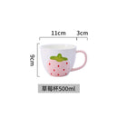 Axyaa Ceramic Dining Set: Plate, Bowl, Bowl, Mug - Pink Strawberry Theme