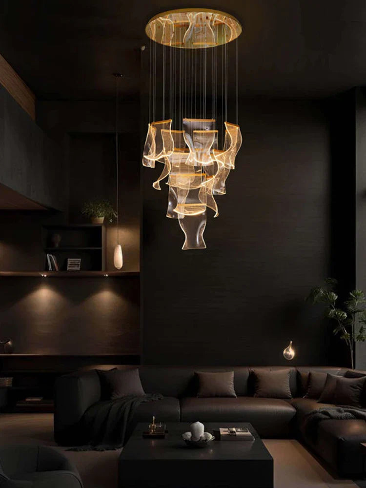 Axyaa Duplex Suspension Indoor Chandelier for Villa Living Room Staircase