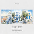 Axyaa Blue Travel Greek City Art Coast Canvas Poster Set for Home Decor