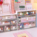Acrylic Desk Organizer Set by Axyaa: Transparent Storage Box for Students with Cute Stickers